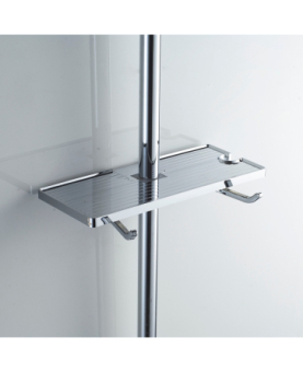 Shelf for shower rails with hooks