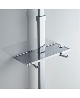 Shelf for shower rails with hooks